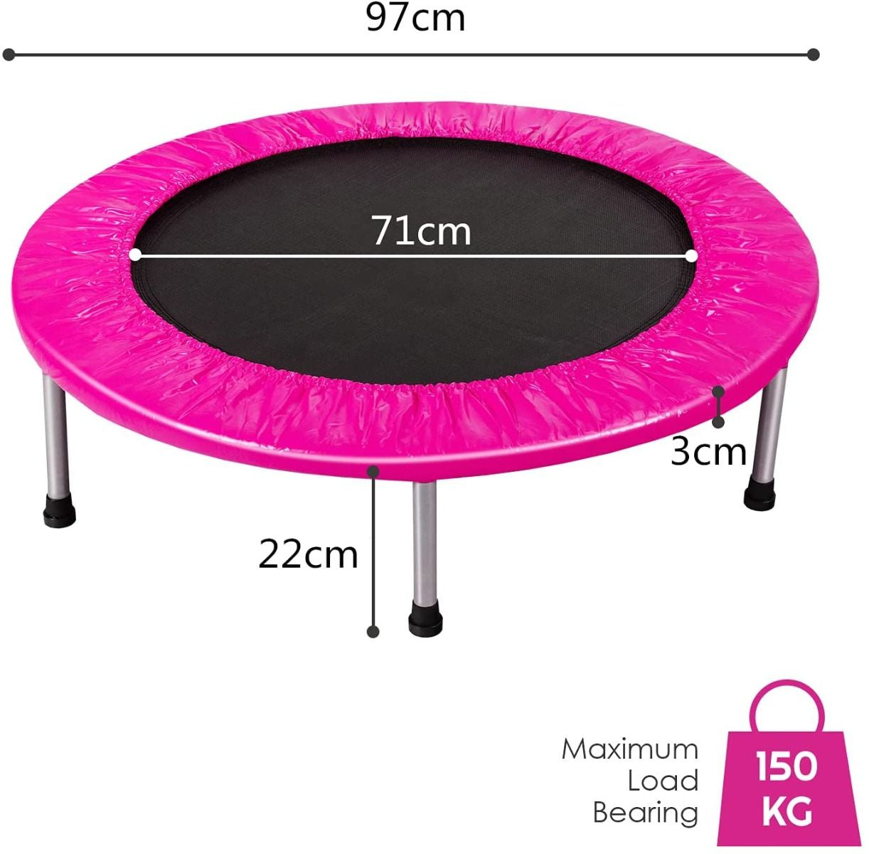 Foldable Mini Trampoline with Springs and Padded Cover