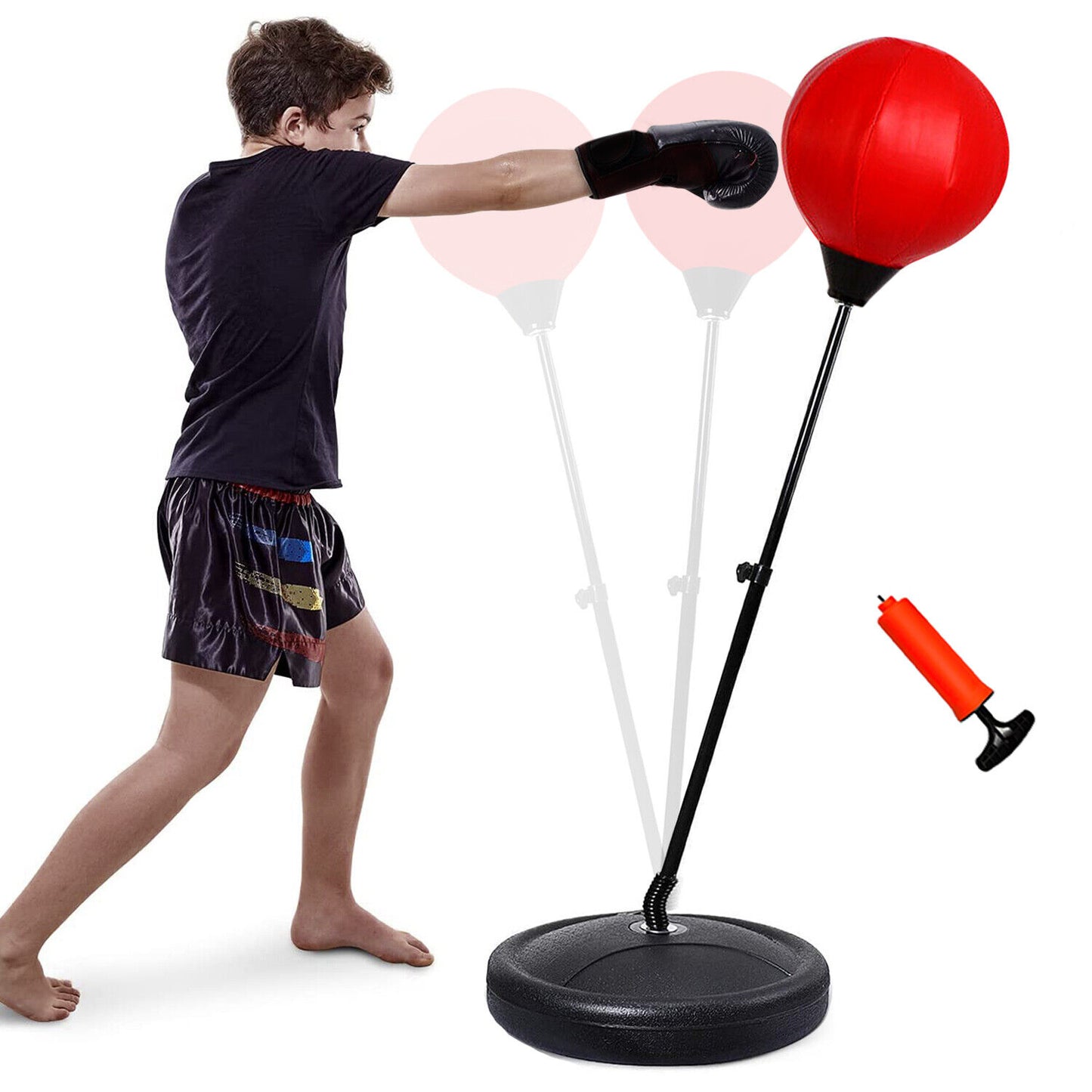 KIDS BOXING PUNCHING BALL GLOVES MITS SET SPORT FREE STANDING ADJUSTABLE GIFT