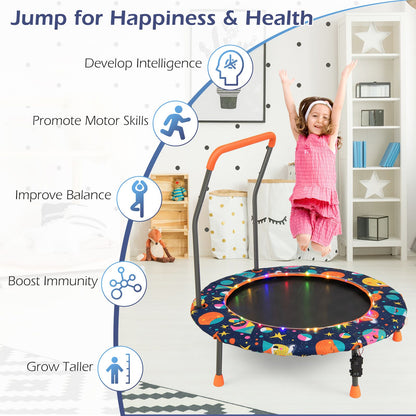 Mini Trampoline for Children with LED Lights and Safety Handle