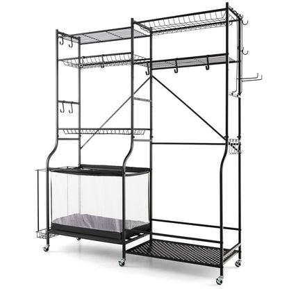 Sports Equipment Organizer Metal Ball Storage Rack with Adjustable Shelves