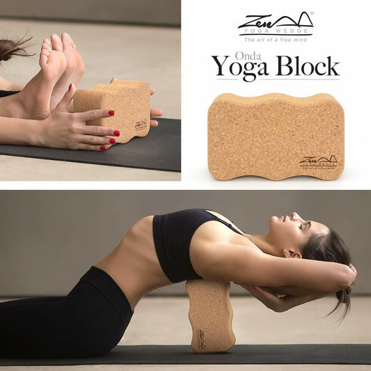 Cork Wood Exercise ONDA YOGA BLOCK WAVE Brick for Fitness Stretching Gym Pilates