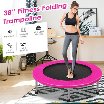 Foldable Mini Trampoline with Springs and Padded Cover