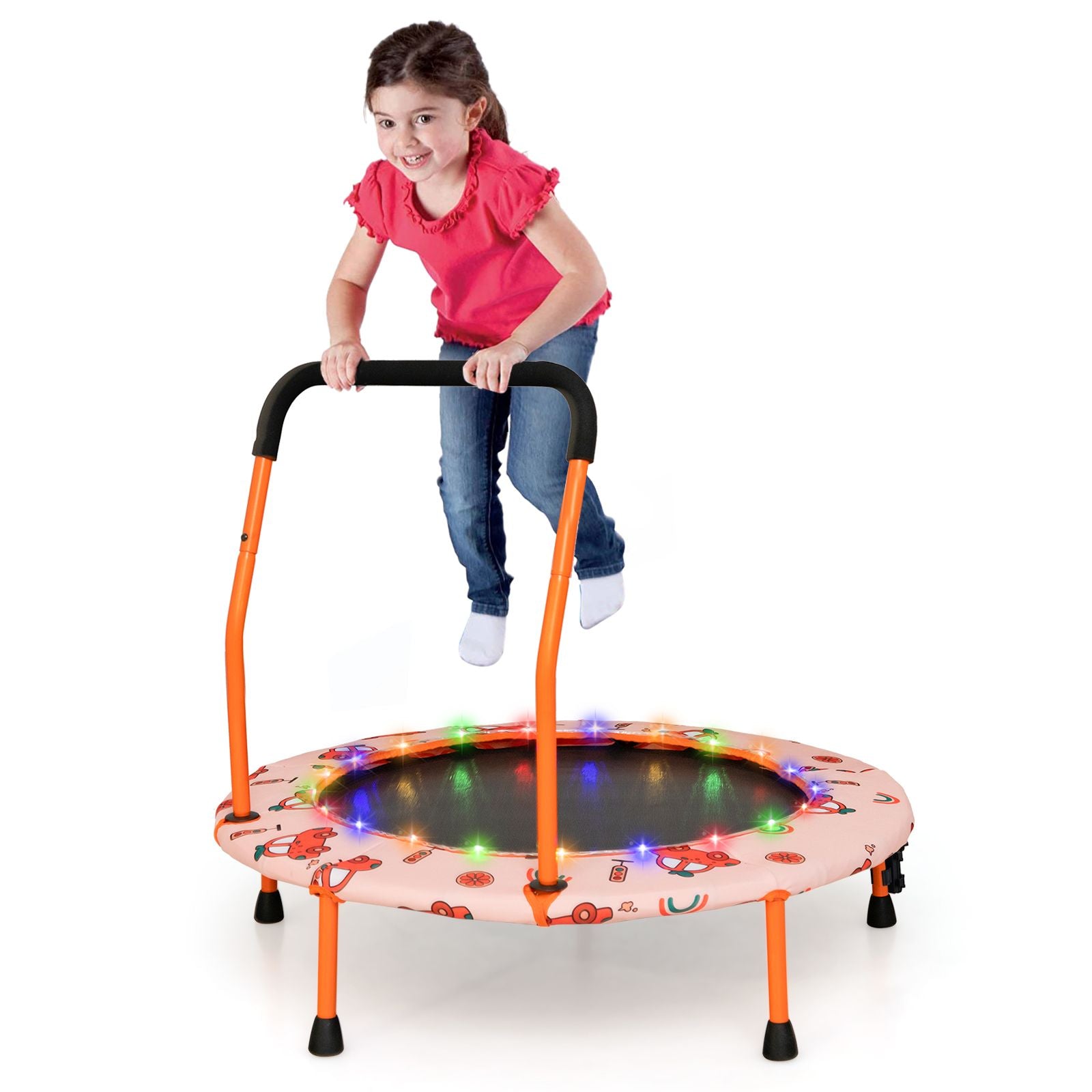 Mini Trampoline for Children with LED Lights and Safety Handle