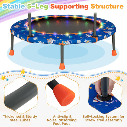 Mini Trampoline for Children with LED Lights and Safety Handle