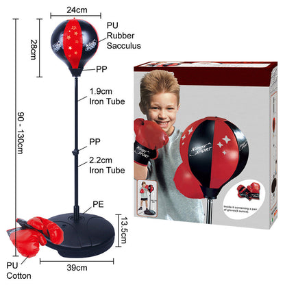 KIDS BOXING PUNCHING BALL GLOVES MITS SET SPORT FREE STANDING ADJUSTABLE GIFT