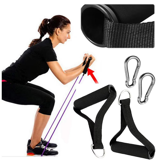 2Pcs Gym Resistance Bands Handles Anti-Slip Exercise Handles Fitness Strap Attachment Grips for Pilates Yoga Strength Trainer