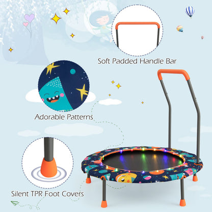 Mini Trampoline for Children with LED Lights and Safety Handle