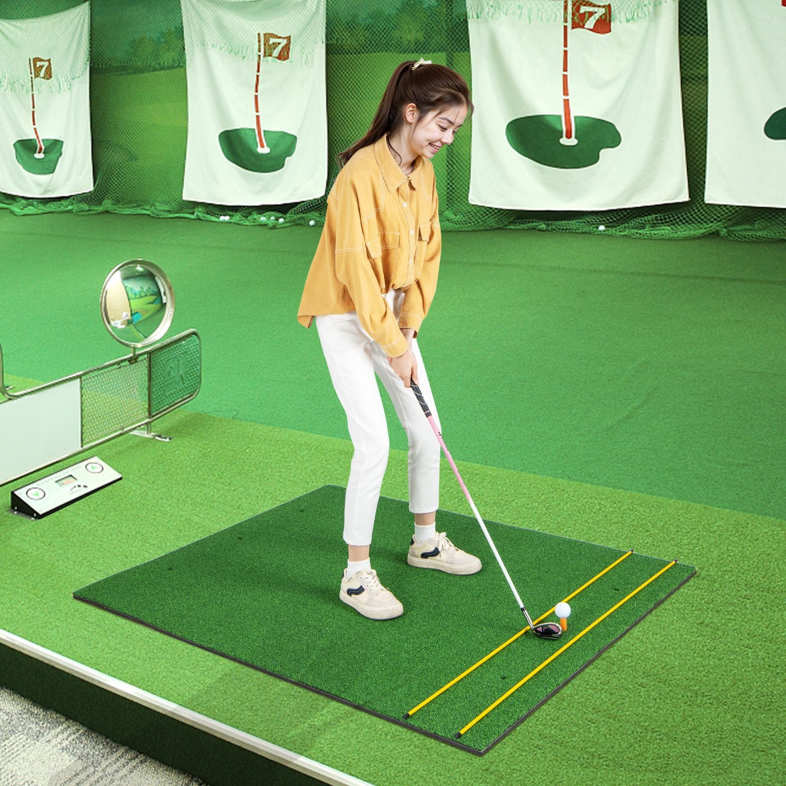 Premium Golf Practice Hitting Mat 3-In-1 with Synthetic Grass Turf