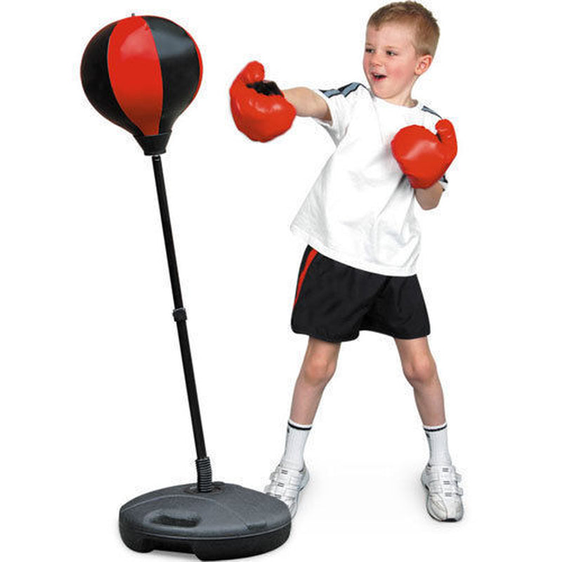 KIDS BOXING PUNCHING BALL GLOVES MITS SET SPORT FREE STANDING ADJUSTABLE GIFT