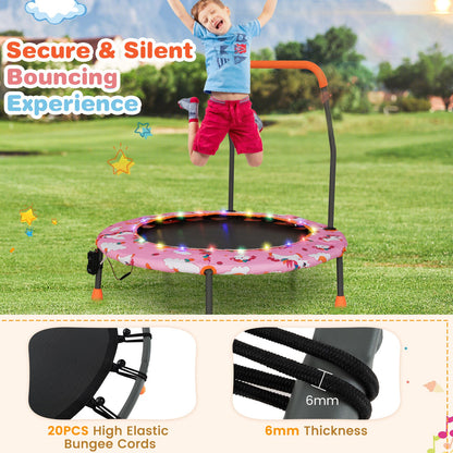 Mini Trampoline for Children with LED Lights and Safety Handle